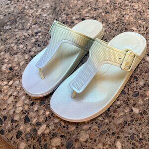 FitFlop® iQushion Iridescent Buckled Sandal Green Sagebrush - 8